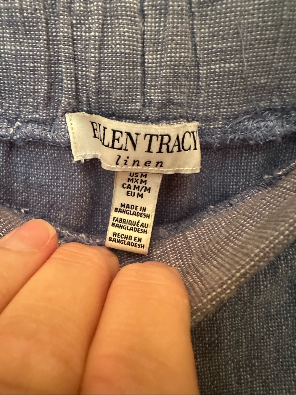 Light Blue Linen-Blend Drawstring Pants - Picture 4 of 9